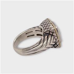 Andrea Candela Sterling Silver 18K Gold Blue Topaz Cushion Ring